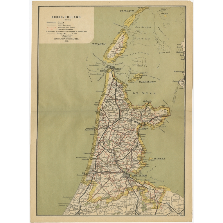 Antique Map of Noord-Holland by Seyffardt (1902)