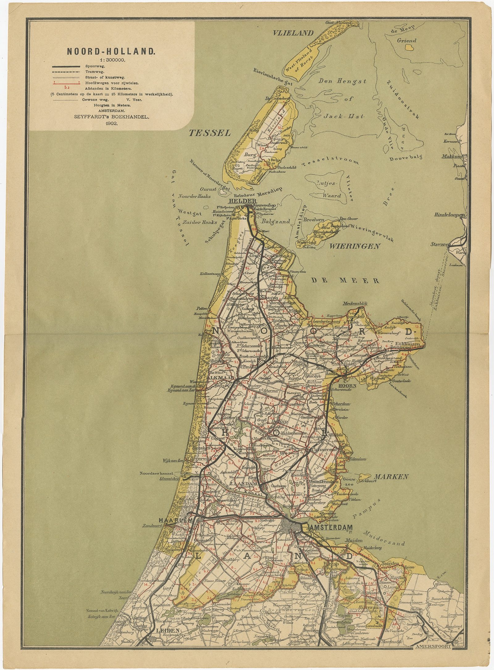 Antique Map Of Noord Holland By Seyffardt 1902