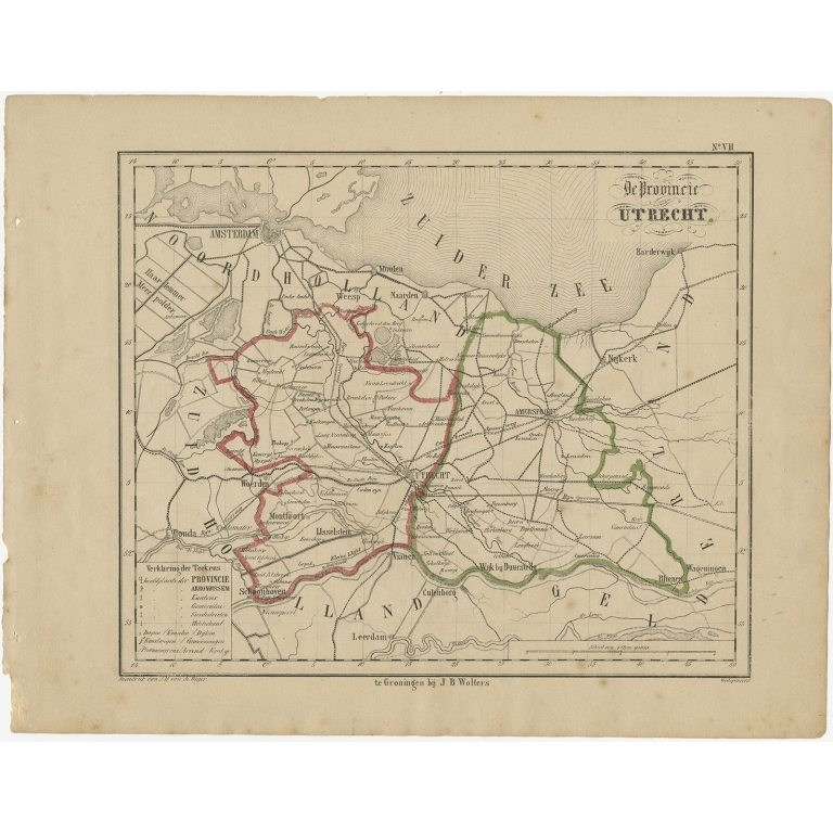 Antique Map of Utrecht by Brugsma (c.1870)