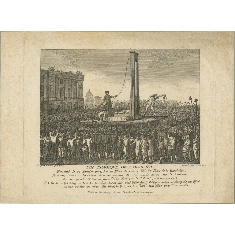 Antique Print of the Execution of Louis XVI (c.1800)