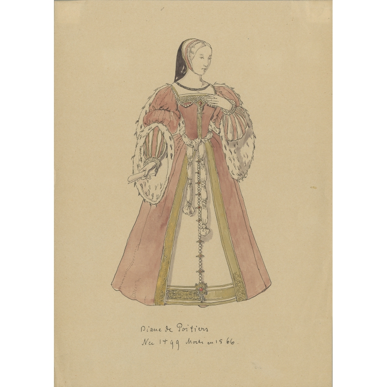 Antique Print of Diane de Poitiers (c.1860)