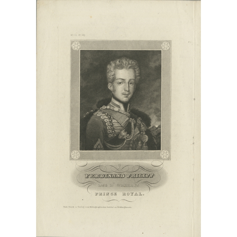 Antique Portrait of Prince Ferdinand Philippe of Orléans (c.1840)