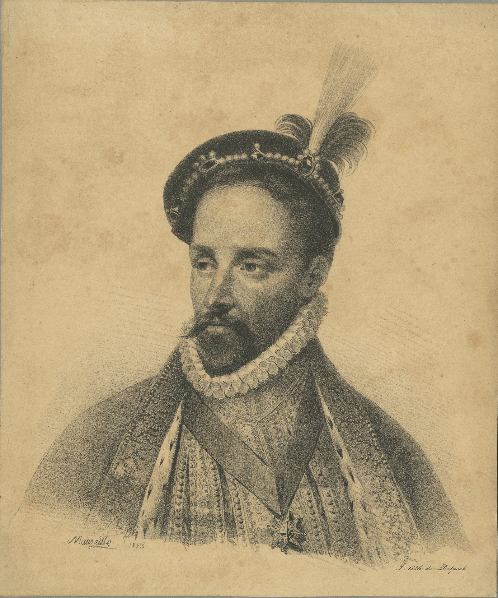 Antique Portrait of Charles IX of France by Delpech (c.1830)