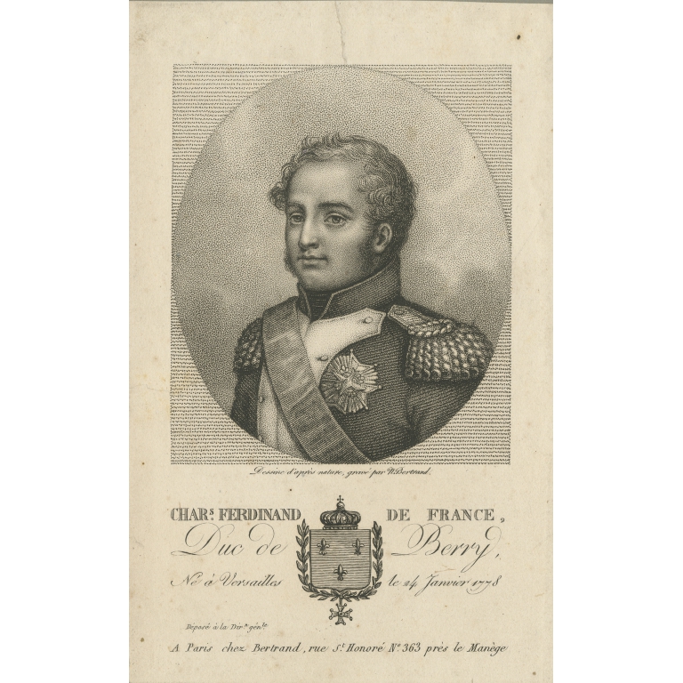 Antique Portrait of Charles Ferdinand by Bertrand (c.1830)