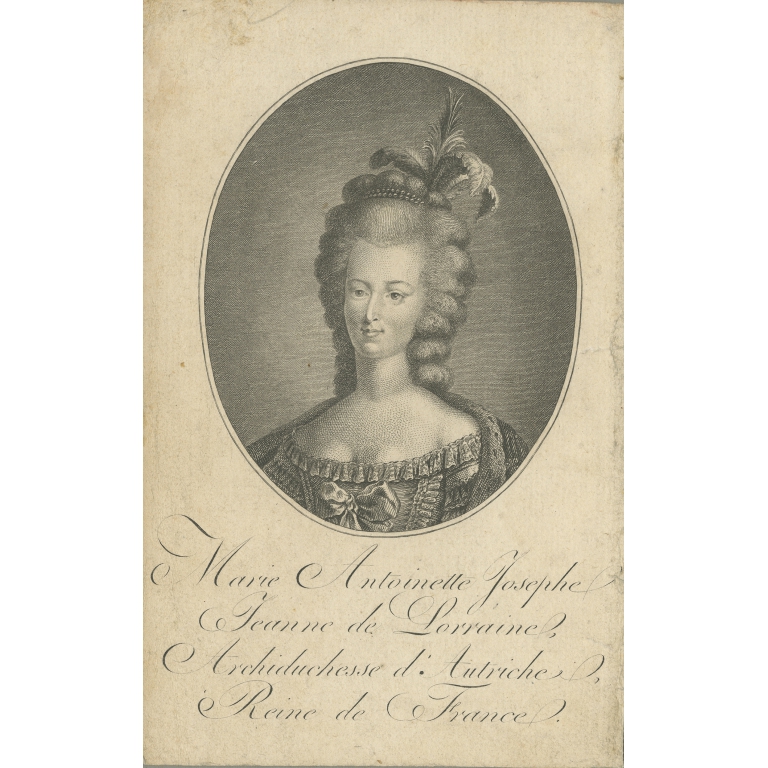 Antique Portrait of Marie Antoinette by Perronneau (1797)