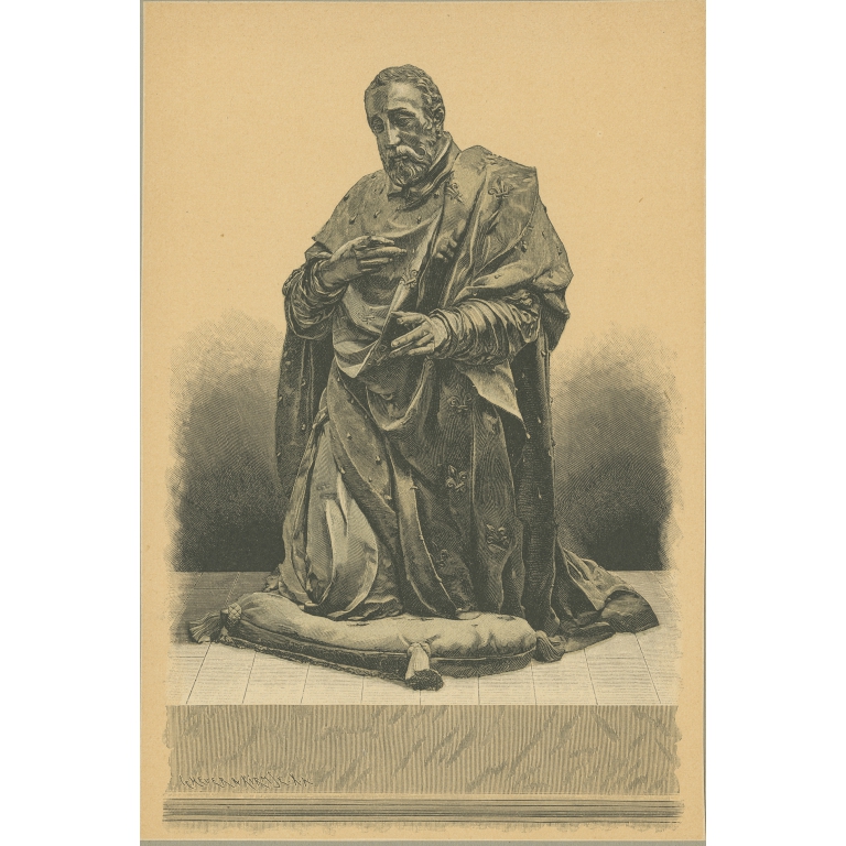 Antique Print of a Statue of Henry II (c.1880)