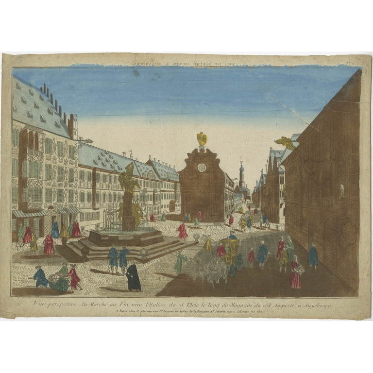 Antique Print of the Hercules' Fountain by Chereau (c.1740)