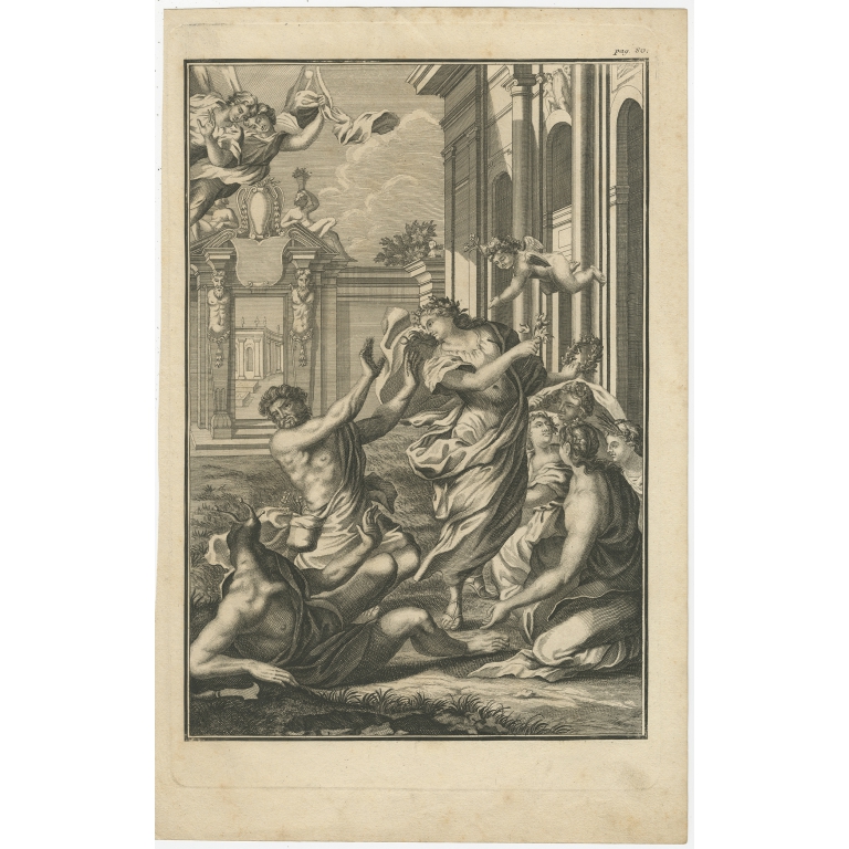 Antique Print of various Figures and Putti (c.1790)
