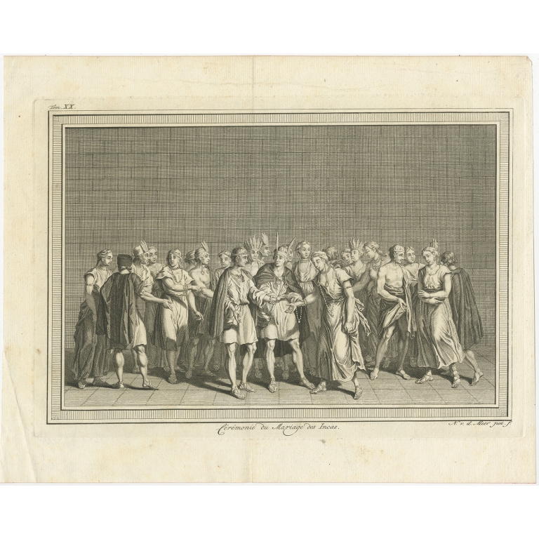 Antique Print of an Inca Marriage Ceremony by Prévost (1773)