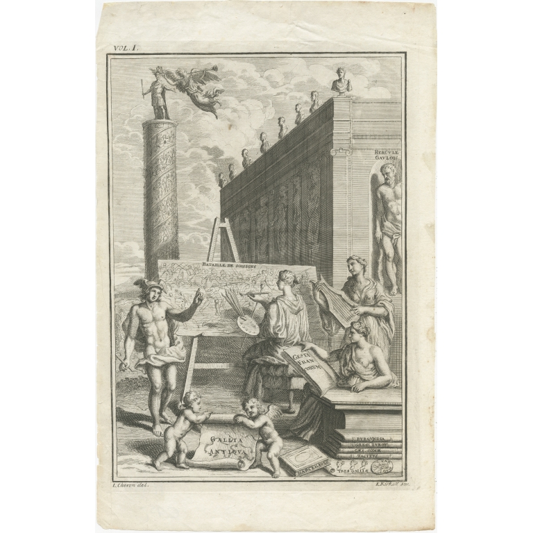 Antique Frontispiece of 'Gallia Antiqua' by Kirkall (c.1728)