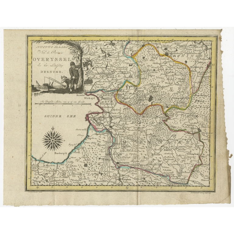 Antique Map of Drenthe and Overijssel by Kloekhoff (1793)