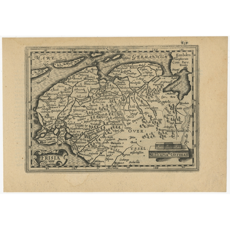 Antique Map of Friesland by Guicciardini (1616)
