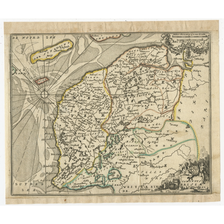 Antique Map Of Friesland By Harrewijn 1692