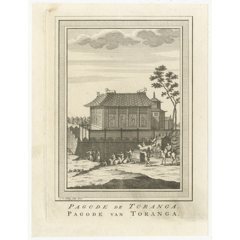 Antique Print of the Pagoda of Toranga by Van Schley (1758)