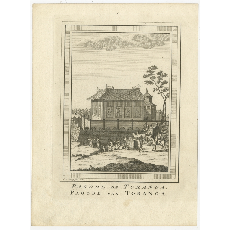 Antique Print of the Pagoda of Toranga by Van Schley (1758)