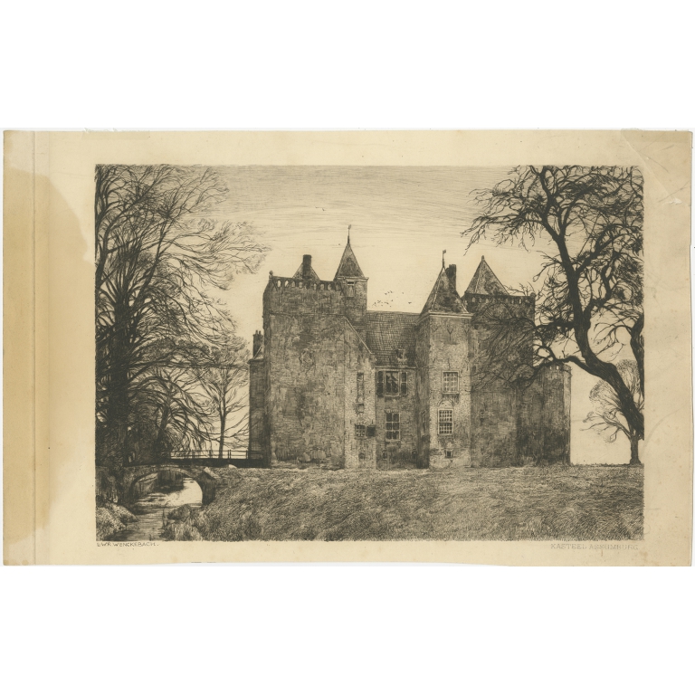 Antique Print of Assumburg Castle in Heemskerk by Wenkebach (c.1900)