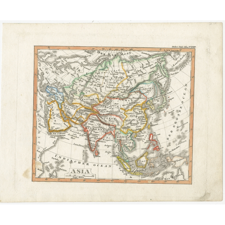 Antique Map of Asia by Stieler (1837)