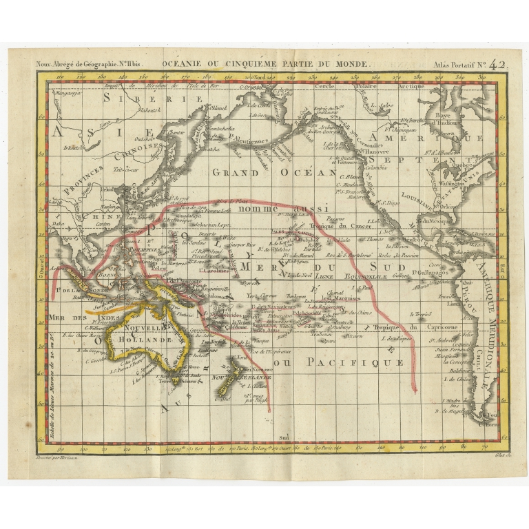 Antique Map of Oceania by Hérisson (1816)