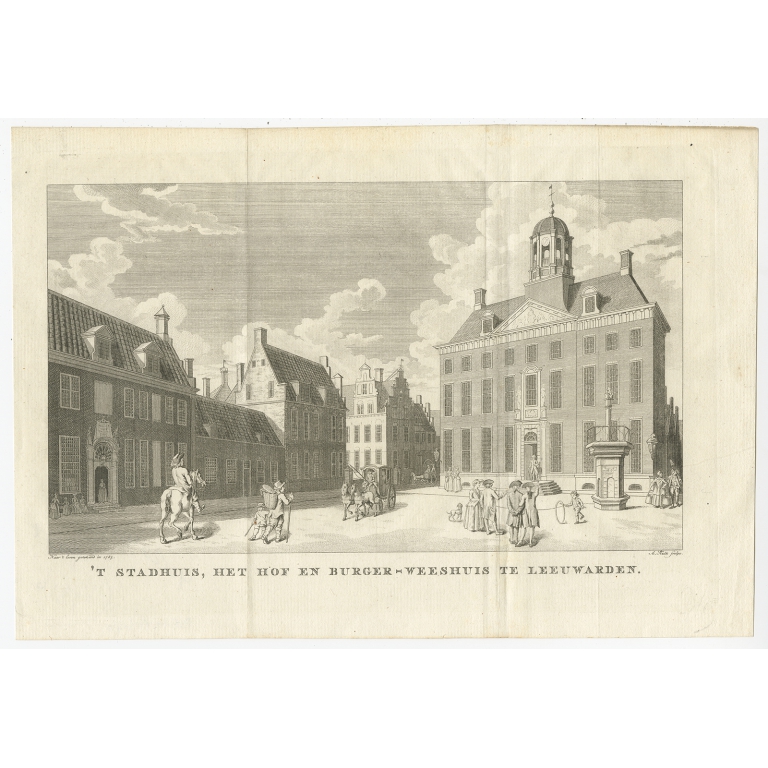 Antique Print of the City Hall of Leeuwarden by Schouten (1786)
