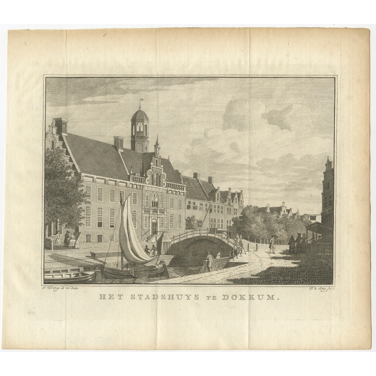 Antique Print of the City Hall of Dokkum by Schouten (1786)