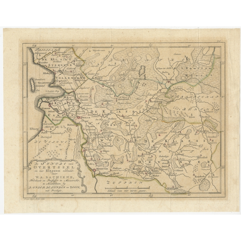 Antique Map of Overijssel by Van Jagen (1771)