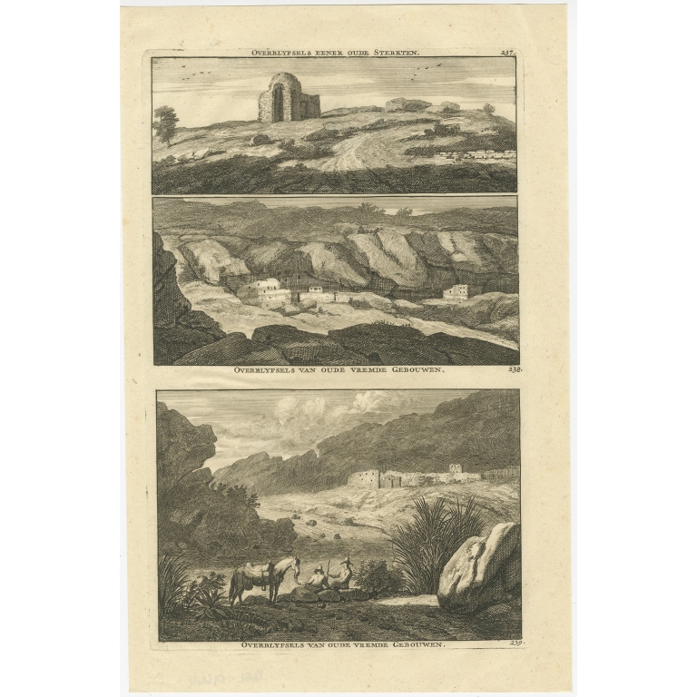 Antique Print of Ruins in India by De Bruyn (1711)