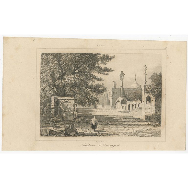 Antique Print of Aurengzeb's Tomb (c.1860)