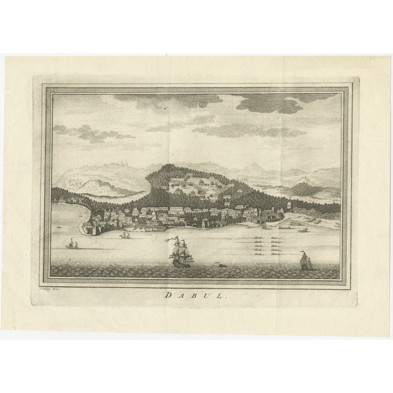 Antique Print of Dabhol by Van Schley (1757)