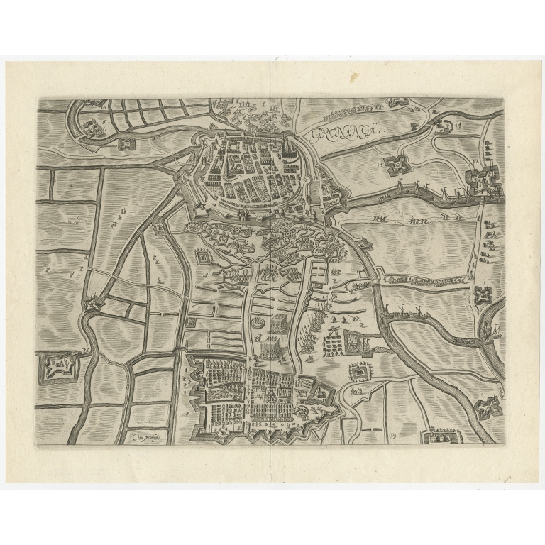 Antique Map of the City of Groningen by Orlers (1615)