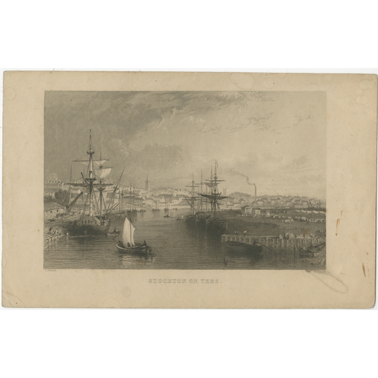Antique Print of Stockton-on-Tees by Floyd (c.1830)