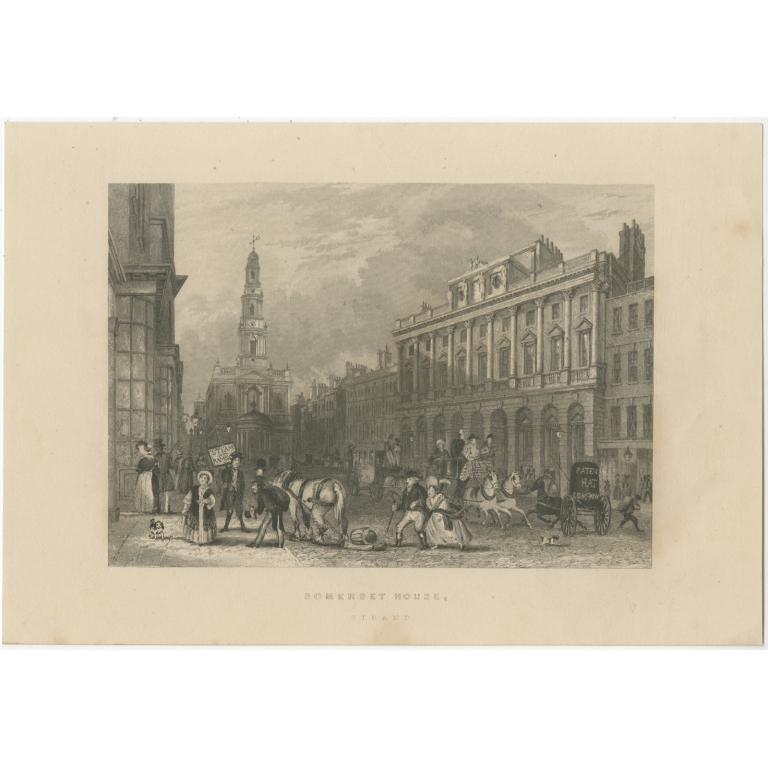 Antique Print of the Somerset House (c.1840)