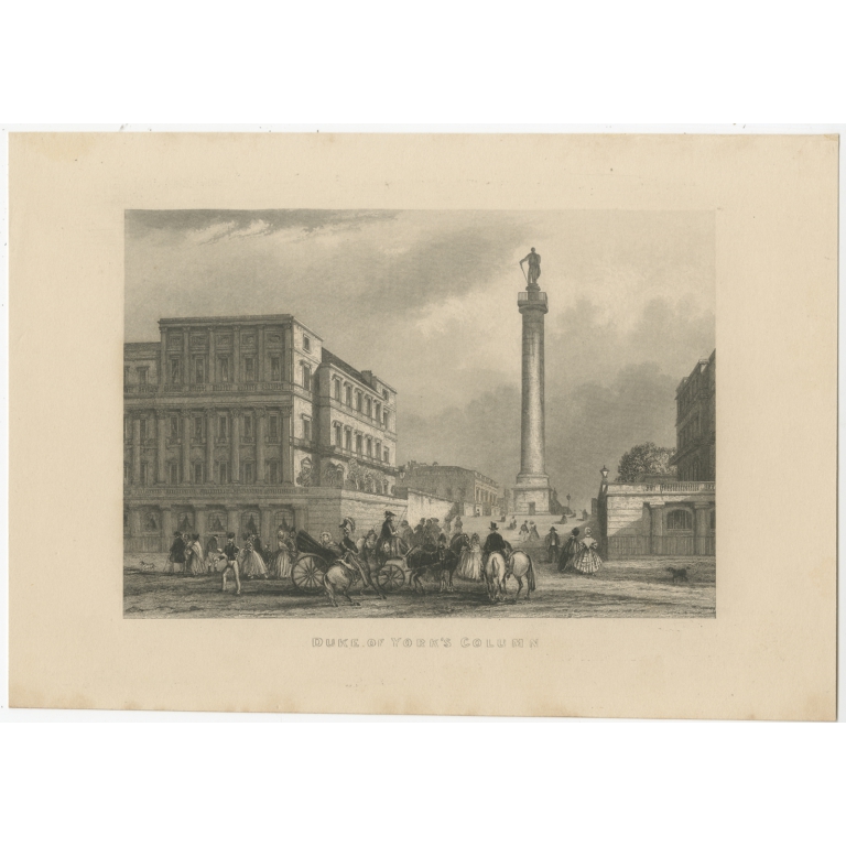 Antique Print of the Duke of York Column (c.1840)