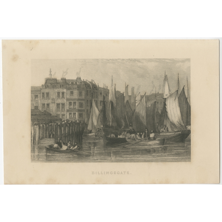 Antique Print of Billingsgate (c.1840)