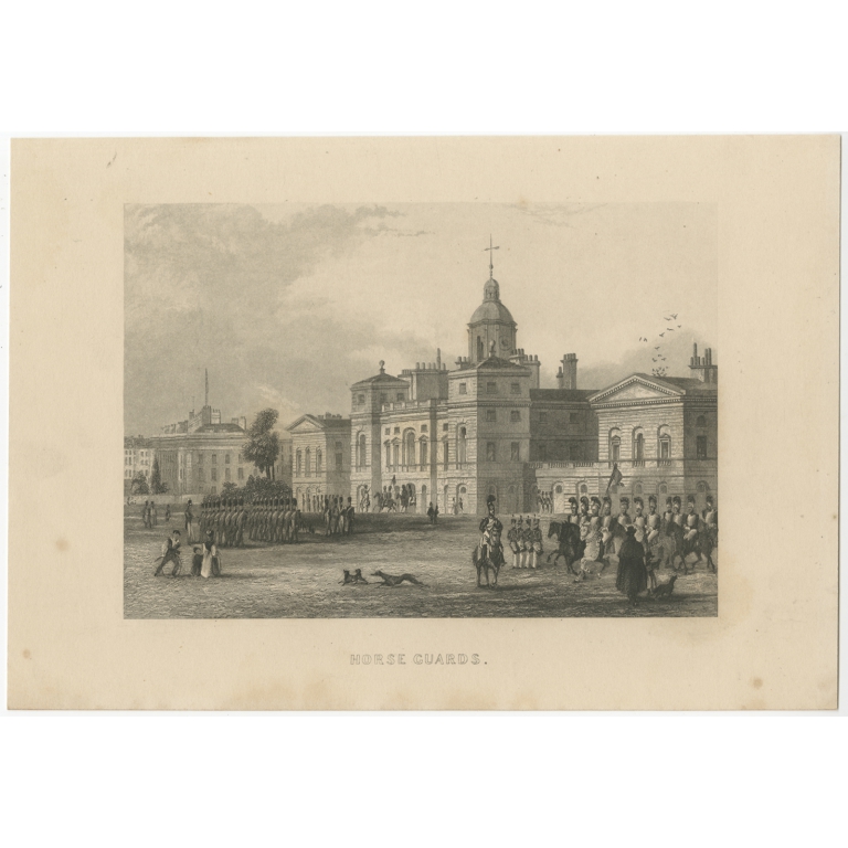 Antique Print of Horse Guards (c.1840)