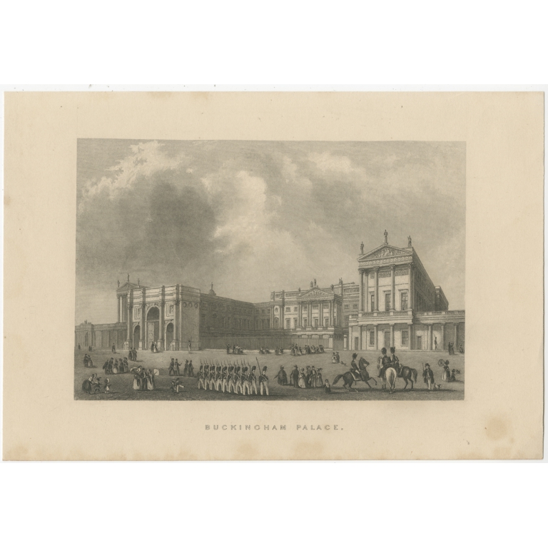 Antique Print of Buckingham Palace (c.1840)
