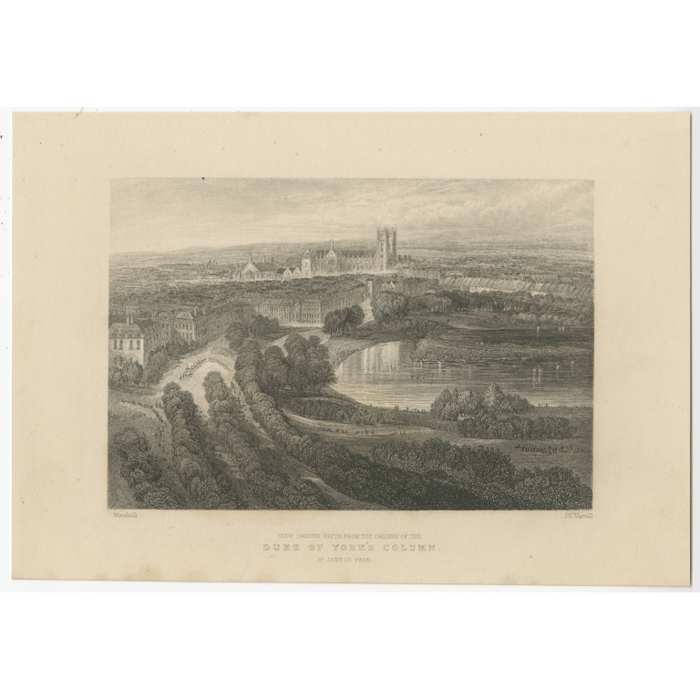 Antique Print of St. James's Park by Varrall (c.1840)