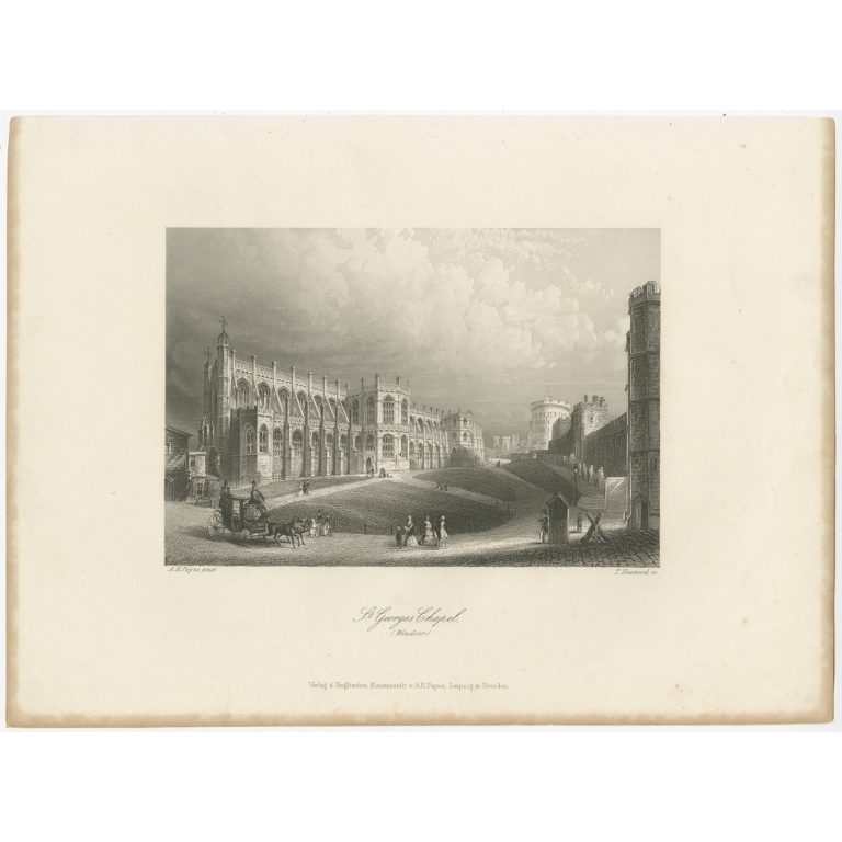 Antique Print of St. George's Chapel by Heawood (c.1850)