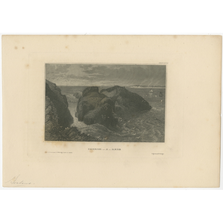 Antique Print of the Carrick-a-Rede Rope Bridge by Meyer (1836)
