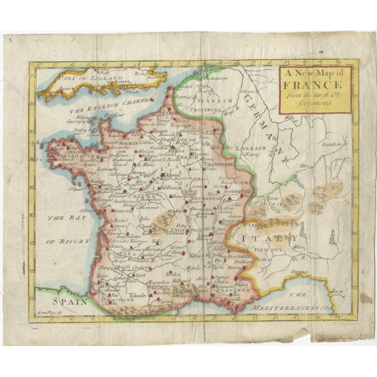 Antique Map of France by Senex (1744)