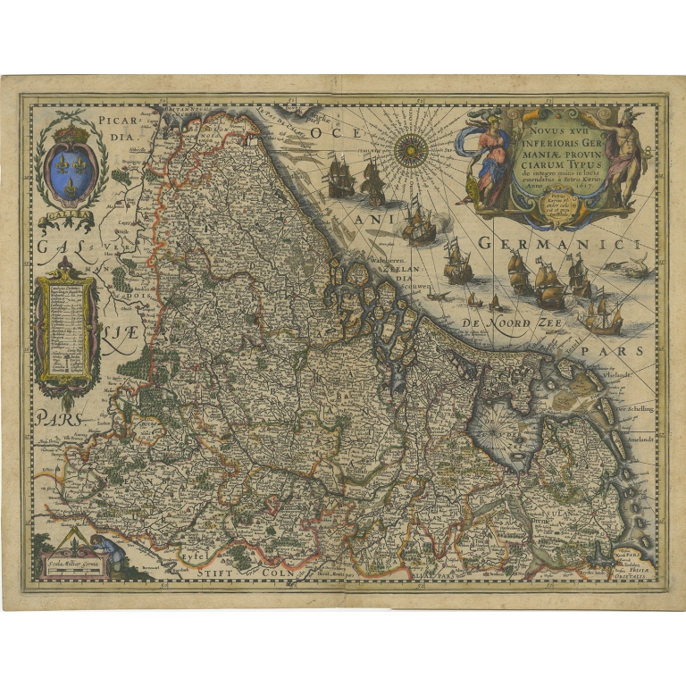 Antique Map of the Low Countries by Kaerius (c.1630)