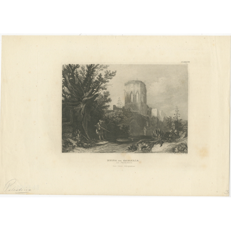 Antique Print of the Ruin of Samaria by Meyer (1837)