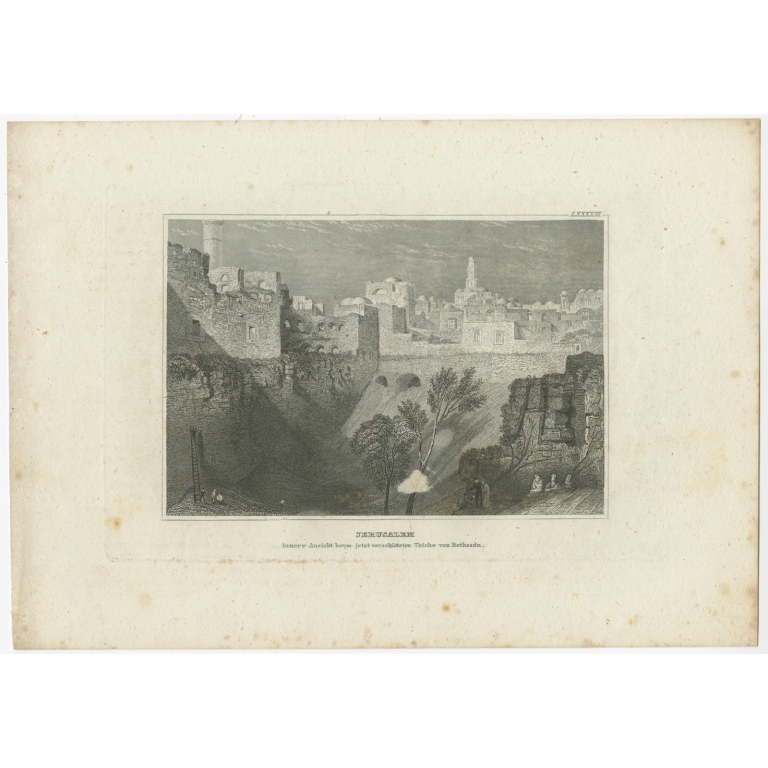 Antique Print of Jerusalem by Meyer (1835)