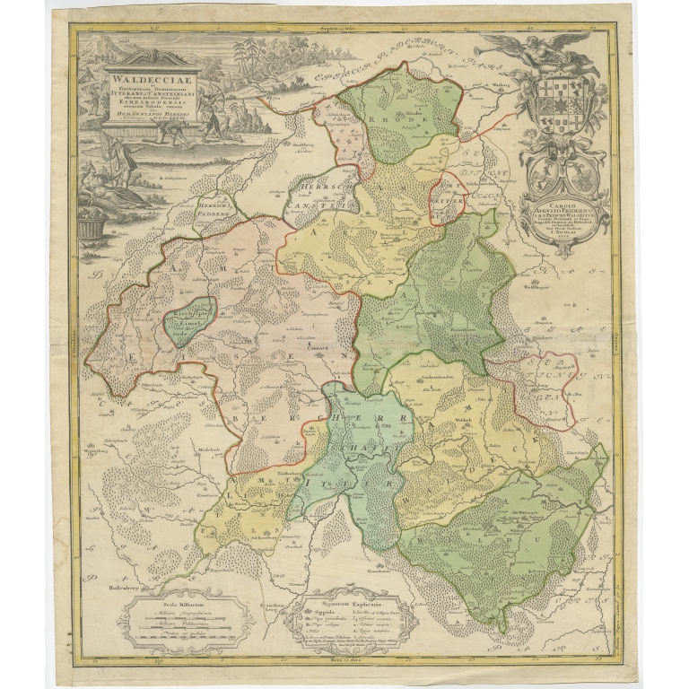 Antique Map of the Waldeck Region of Germany by Homann Heirs (1733)