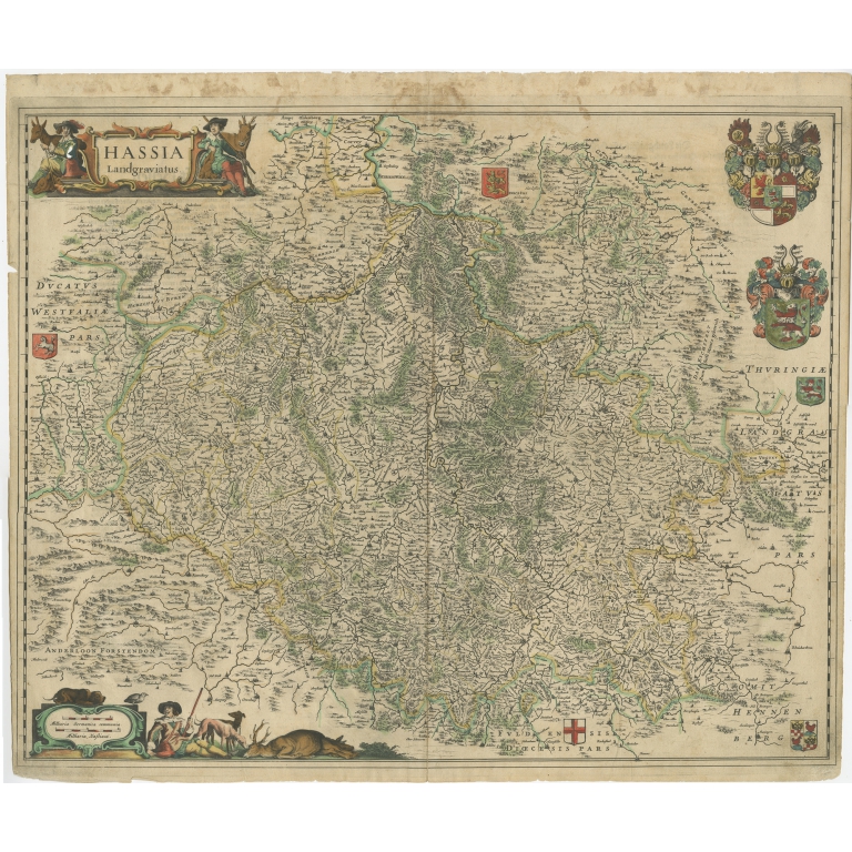 Antique Map of the Hesse Region of Germany by Blaeu (1665)