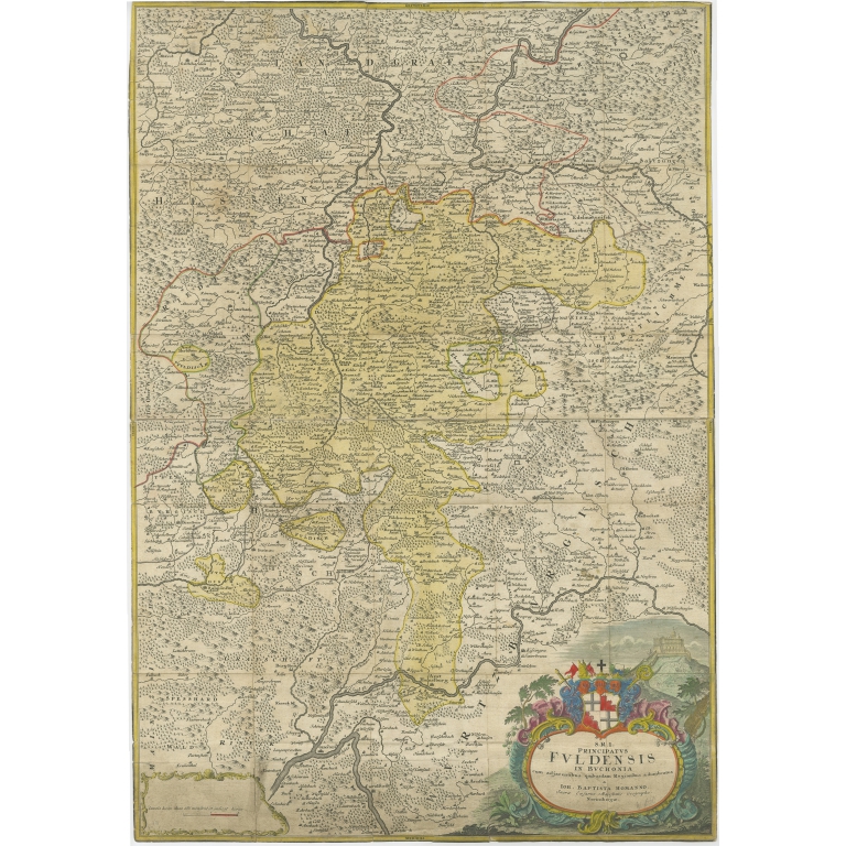 Antique Map of the Region of Fulda by Homann (c.1730)