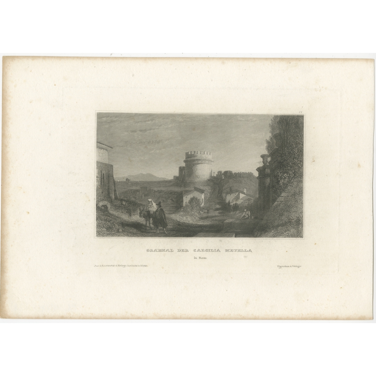 Antique Print of the Tomb of Caecilia Metella by Meyer (1835)