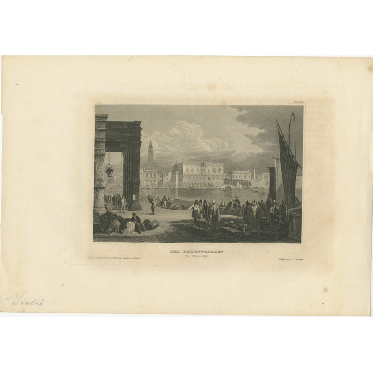 Antique Print of the Doge's Palace by Meyer (1836)
