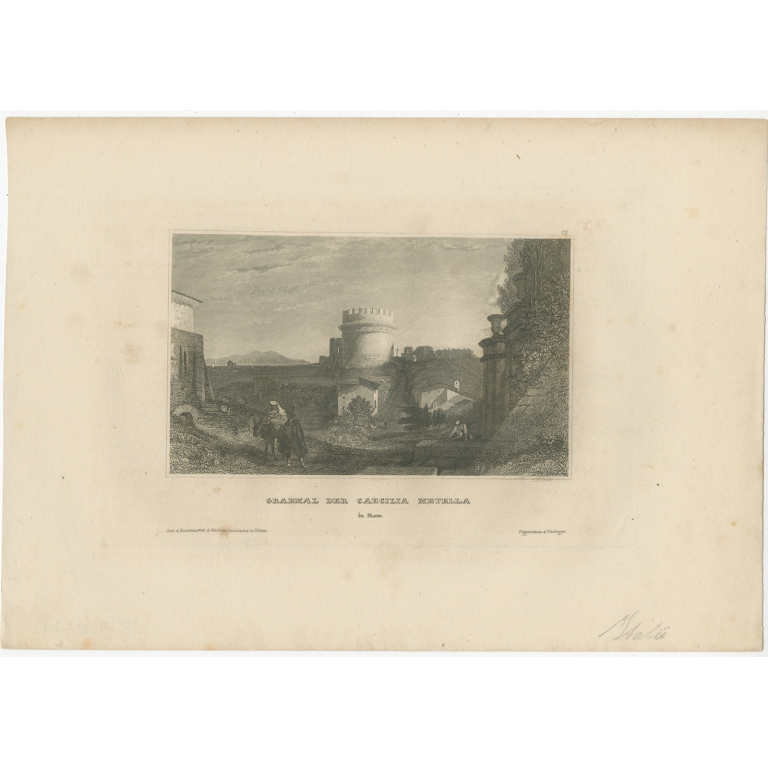 Antique Print of the Tomb of Caecilia Metella by Meyer (1836)