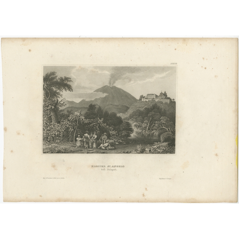 Antique Print of Monastery near Naples by Meyer (1837)