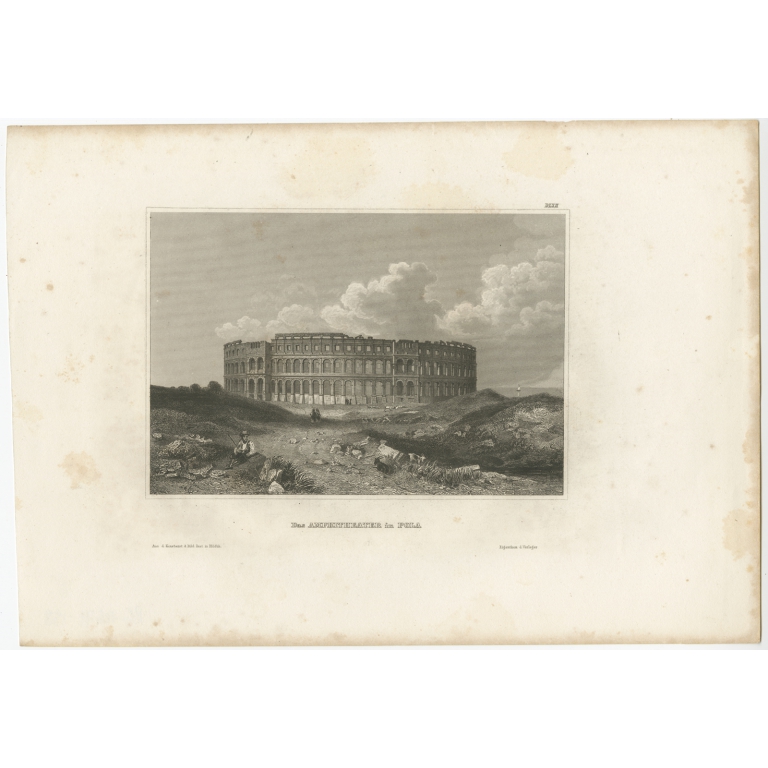 Antique Print of the Pula Arena by Meyer (1847)